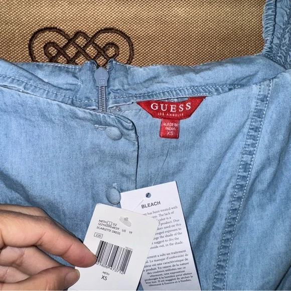 Guess NWT! Sweetheart Light Blue Scarlette Denim Mini Dress Size XS - Picture 8 of 16